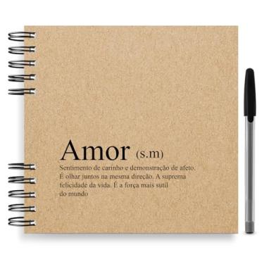 Imagem de Álbum Scrapbook Personalizado, 22x22cm, Kit com Folhas Kraft, Caneta Gel Preta e Adesivos (Significado do Amor)