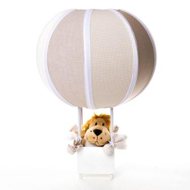 Imagem de Abajur Balãozinho Arame Galvanizado Madeira 40cm