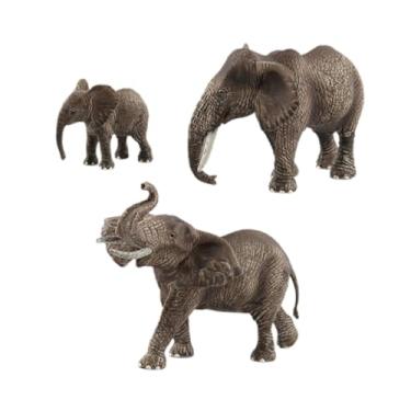Imagem de MERIGLARE 3x estatuetas de elefante modelo realista figuras de ação detalhadas brinquedos de animais em miniatura