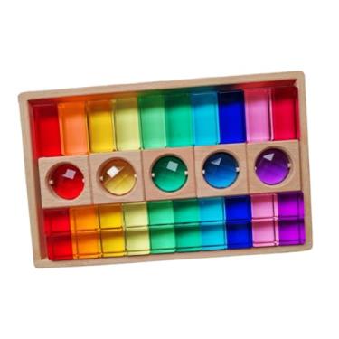 Imagem de menolana a acrílico empilhamento de s bloqueia o brinquedo de construção do arco -íris de construção colorida de pilhagem de aprendizado para meninos