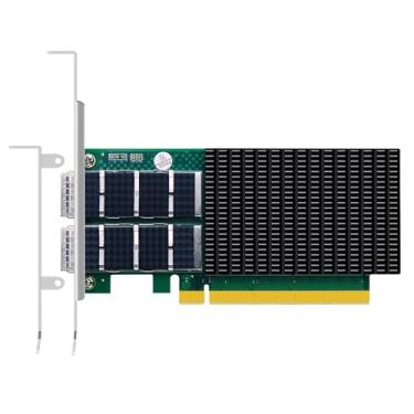 Imagem de GLOTRENDS Placa de rede de servidor ST7437 2 portas 100 Gb QSFP56 com controlador Mellanox ConnectX-6 Dx, interface PCIe 4.0 X16, RDMA sobre Ethernet convergente (RoCE)