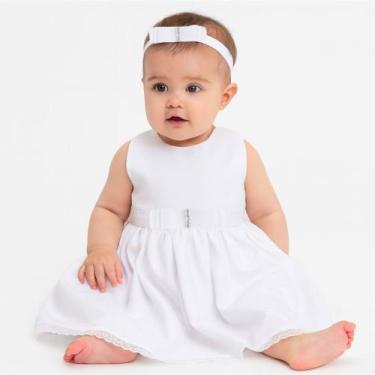 Imagem de Vestido de Batizado Para Bebê Menina com Faixa de Cabelo Manu - Kolim 
