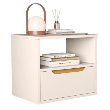 Imagem de Mesa de Cabeceira Suspensa Jatobá Quarto com 1 Gaveta