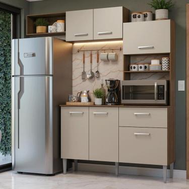 Imagem de Armário de Cozinha Compacta 196cm Rustic/Crema Aura Madesa 01