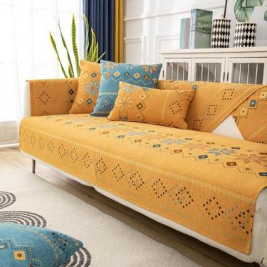 Imagem de Capa de sofá Rosygulls Boho Chenille para sofá de 2 lugares Orange