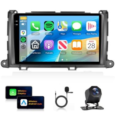 Imagem de [4+128G] Estéreo automotivo para Toyota Sienna 2010-2014 sem fio Carplay Android Auto, rádio com tela sensível ao toque de 22.9 cm, Android/GPS/WiFi/EQ DSP/UI/Bluetooth5.0/SWC/câmera reserva para