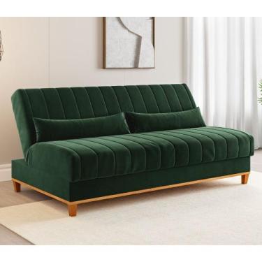 Imagem de Sofá Cama 180cm Veludo Santorini Viero, Veludo Oliva