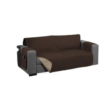 Imagem de Capa Para Sofá RetráTil 2 E 3 Lugares (1,00-2,20m) – Protetor ReclináVel Matelado Com Porta Objeto(Marrom/Bege (Dupla Face),3 Lugares King (1,80m))