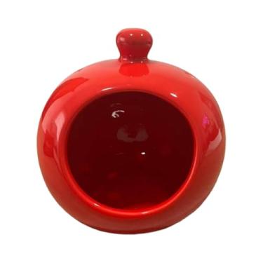 Imagem de Porta Cebola, Alho de Ceramica Liso Grande(Vermelho)