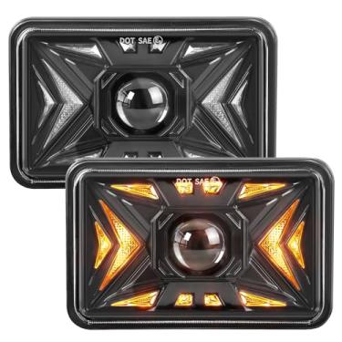 Imagem de MAYELLO 42 peças de faróis de LED 10 x 15 cm aprovados pelo DOT com luz de seta âmbar DRL H4651 H4652 H4656 H4666 H6545 compatível com Peterbilt Kenworth Freightliner