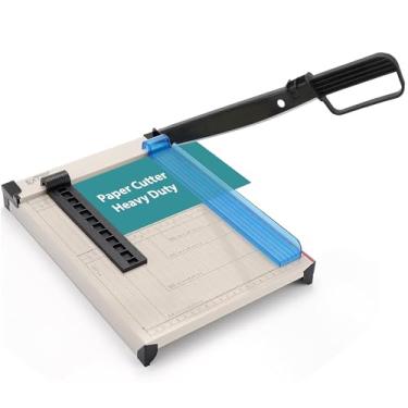 Imagem de EXTRIC Cortador de papel resistente, aparador de papel de 30 cm com proteção de segurança, cortador de papéis de guilhotina para sala de aula e escritório, base de metal resistente, guia magnético