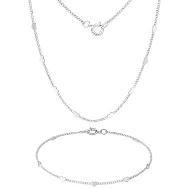 Imagem de VIRENZA Kit Colar e Pulseira mini corações Folheado a Prata 925