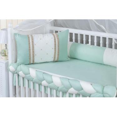 Imagem de kit de berço americano mosaico 9 peças modelo meia trança - remi enxov