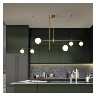 Imagem de - G9 Gold Copper Led Lustre Pendente Luminária Compatível com Sala de Jantar Mesa de Cozinha Casa Bola de Vidro Moderna Teto Pendurado Luminária Lustre Luminária
