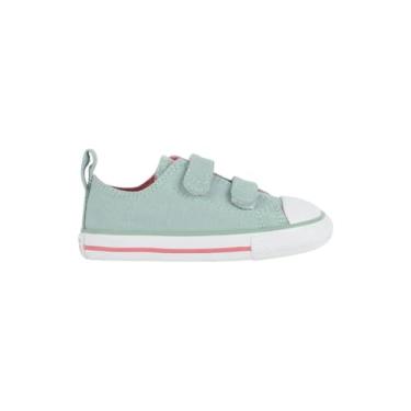 Imagem de Tênis Converse All Star Infantil 2V Ox - Cano baixo, Original, Confortável, Ideal para o dia a dia, Estilo Clássico (Verde Bebê/Rosa, BR, Criança de 1 a 3 anos, Numérico, 19)