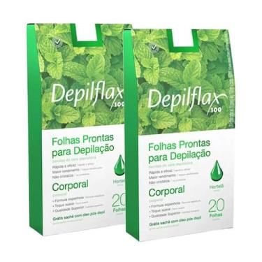 Imagem de 2cx Folhas Prontas Depilação Corporal Depilflax Hortelã 20u