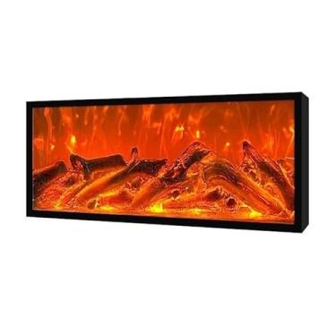 Imagem de Lareira Decorativa Lareira elétrica ultrafina, lareira de parede e embutida, chama ajustável, controle remoto(Pequeno)