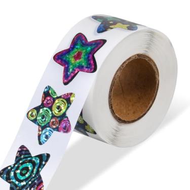 Imagem de 500 pçs adesivos de glitter, 8 cores estrelas brilhantes adesivos metálicos glitter papel autoadesivo azul adesivos à prova d'água refletivo estrela decorativa etiqueta para sala de aula, estudantes