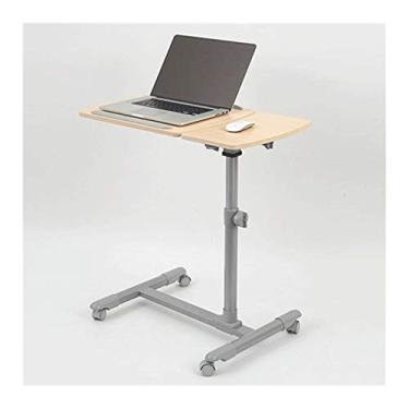 Imagem de Mesa lateral em forma de C, mesa de colo móvel, mesa sobreposta para dias, suporte para laptop móvel altura ajustável 57-82 cm 4 rodízios sobre mesa de cama (cor: preto) (cor de madeira)