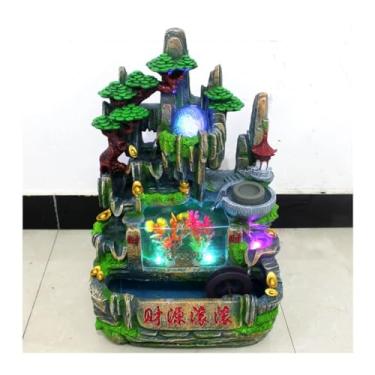 Imagem de XFNVXC Fonte decorativa interna de mesa grande fonte de água ornamental artesanato em resina decoração criativa para sala de estar, fonte de jardim ornamental para casa