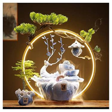 Imagem de XFNVXC Fonte decorativa interna de mesa fonte de água moderna circulante fonte de água da sorte decoração de escritório decoração de mesa ornamental fonte de jardim para casa
