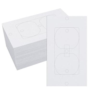 Imagem de 15 almofadas isolantes de tomada elétrica, isolamento de saída e seladores de rascunho, junta de espuma vinílica acetinada, junta de isolamento de placa de parede para luz, soquete de interruptor, 6,3