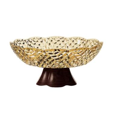 Imagem de WeiLaiKeQi Fruteira com pé alto, bandeja para frutas, pedestal de drenagem minimalista, tigela decorativa, balcão de cozinha para lanches, doces, mesa de jantar, L Brown