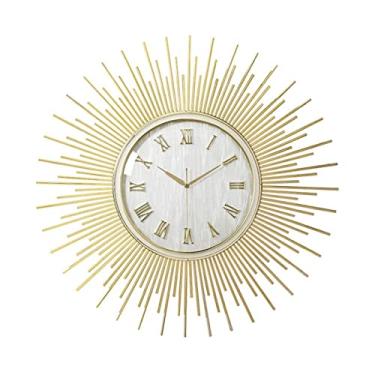 Imagem de ZYHSIJOBAS Relógio de parede de meados do século, silencioso operado por bateria, sem tique-taque, estilo moderno, relógio de metal para decoração de casa/quarto/cozinha, relógio de parede digital