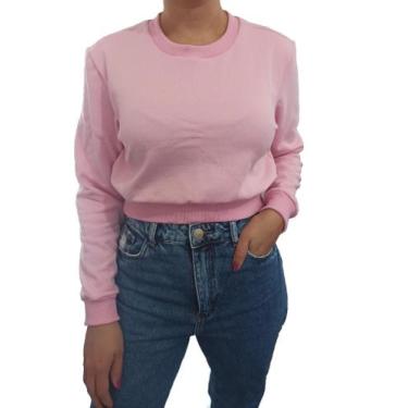 Imagem de Blusa Cropped Adulto Moletom Flanelado - Bella Toft, Rosa clara, P