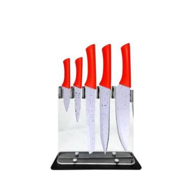 Imagem de Conjunto De 5 Facas Gourmet Inox Com Suporte Em Acrílico - Wincy, Bran