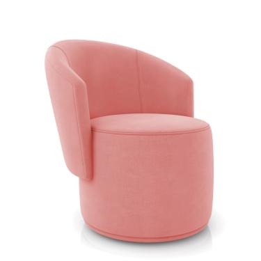 Imagem de Poltrona Decorativa Orgânica Fixa para Sala Malu Suede Rosê M11 - D'Rossi