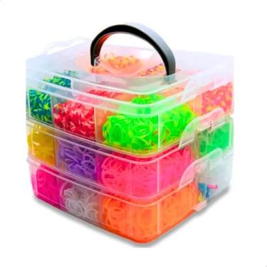 Imagem de Kit de Pulseiras Elásticas com Maleta Organizadora, 3000 Elásticos Coloridos, 3 Andares, Tear e Acessórios