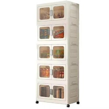 Imagem de Prateleira Organizadora com 5 Empilhável | Para Casa e Escritório | Design Vertical(Visor Marrom Claro)