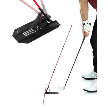 Imagem de Bastão de alinhamento de golfe, treinador de swing de golfe com conjuntos de placa/suporte de ângulo, corretor de postura, auxílio de tração de golfe, treinador de avião de balanço para mirar, colocar