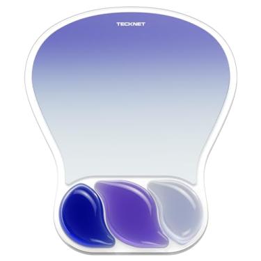Imagem de TECKNET Mouse pad de gel com descanso de pulso, mouse ergonômico de escritório com suporte de pulso - antiderrapante e superfície lisa tapete de acessórios de mesa confortável para escritório, jogos e
