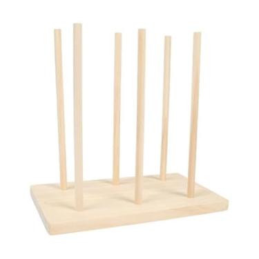 Imagem de UGPLM Organizador de fita de madeira, suporte de carretel, floricultura, costura, artesanato, prateleira, linhas, papel de embrulho, economizador de espaço, M