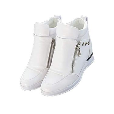 Imagem de Bigfanshu Botas de veludo quentes modernas sapatos de plataforma femininas primavera botas femininas cano alto, Branco, 38 BR
