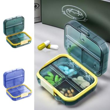 Imagem de Organizador de pílulas portátil compacto para uso diário com cadeado estojo de viagem para bolsa, escritório, uso doméstico, adultos (multicolorido)