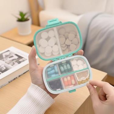 Imagem de Organizador de pílulas, dispensador portátil de medicamentos, viagem à prova de umidade para vitaminas, medicamentos, suplementos (azul)