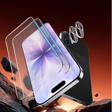 Imagem de Pacote com 2 protetores de tela de vidro fosco para iPhone 17 [6,3 polegadas] + pacote com 2 protetores de lente de câmera, película de vidro temperado antirreflexo e anti-impressões digitais, sem
