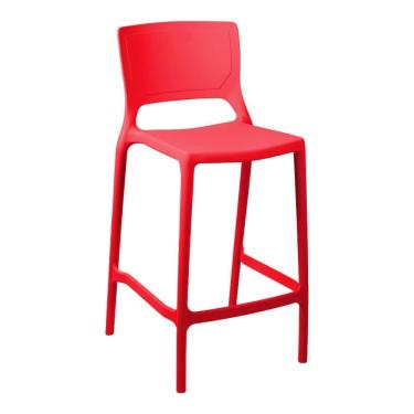 Imagem de Banqueta Alta Cozinha Vermelho Pastel Empilhável Urano em Polipropileno Acrilys
