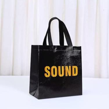 Imagem de Sacos de presente 5 sentidos para ele, Her Five Black Senses, bolsa de presente para dia dos namorados, casamento, aniversário, dia das mães, 21 x 10 x 23 cm (som)