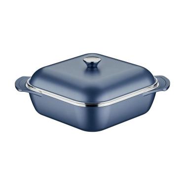 Imagem de Panela Caçarola Quadrada 28cm 5,5l Tramontina Lyon Azul Alumínio Forjado Antiaderente Dentro E Fora