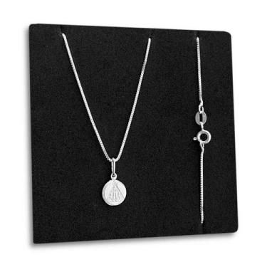 Imagem de Corrente com Medalha Nossa Senhora Aparecida de Prata 925 Original Leg