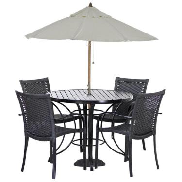 Imagem de Conjunto De 4 Cadeiras Ascoli E Mesa Com Ombrelone Preto