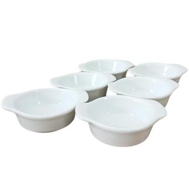 Imagem de Jogo de 6 Tigelas de Sobremesa de Porcelana Branca com Abas - Capacida