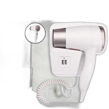 Imagem de Secador De Cabelo Branco Tipo Hotel Com Suporte 110V