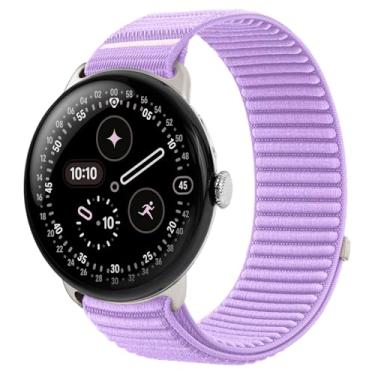 Imagem de BandRain Pulseiras esportivas de nylon compatíveis com Google Pixel Watch 4/3/2/1 de 45 mm e 41 mm, conector de aço atualizado, pulseiras de substituição trançadas macias e respiráveis para mulheres e