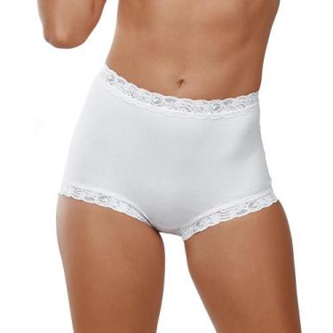 Imagem de Calça Clássica com Renda DeMillus 57001 Cotton, Branco, G
