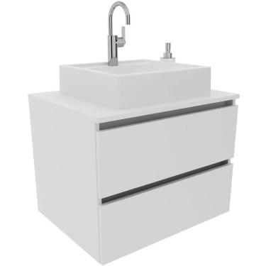 Imagem de Gabinete De Banheiro 60 Cm 2 Gavetas Com Cuba Joana Branco